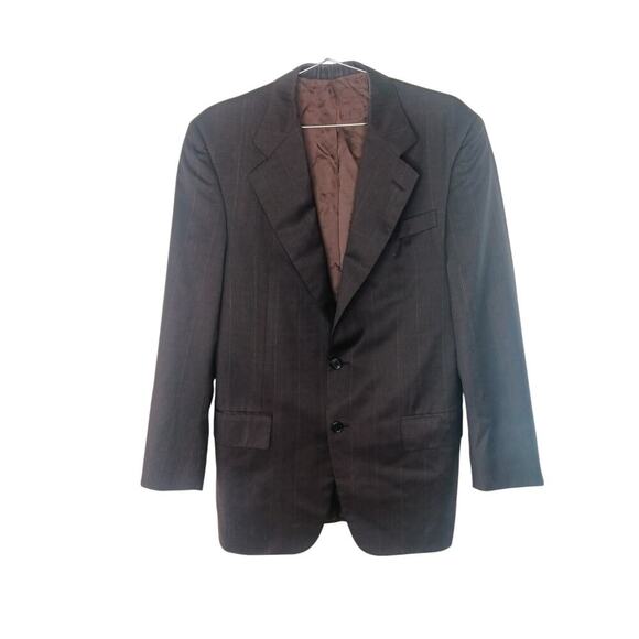 Enrico Isaia Blazer 50R Brown Pinstripe Wool Sport Coat Italy Hand Tailored - Picture 2 of 14